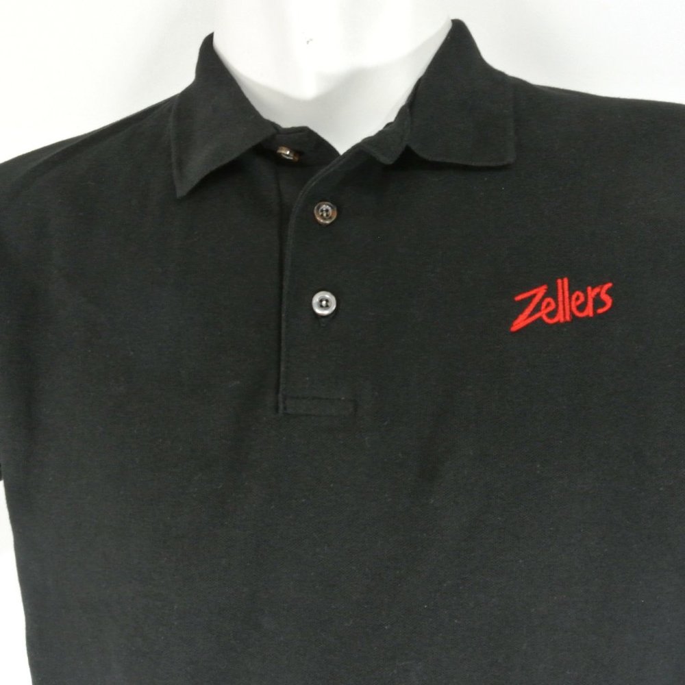 ZELLERS Vintage Black Polo Shirt Employee Uniform Shirt Size S Small - Picture 5 of 7